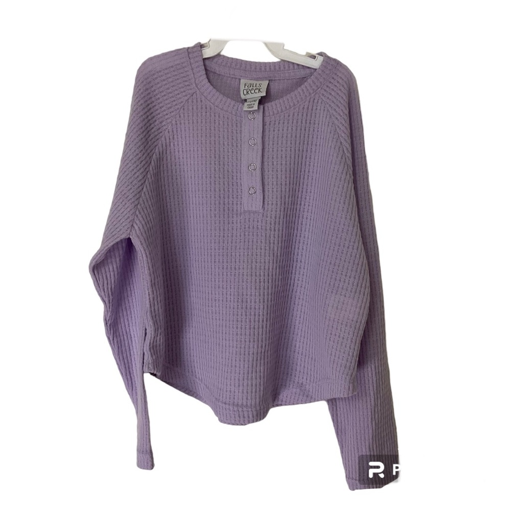 Falls Creek Kids Long Sleeve Lavender Purple Waffle Top M 7/8 Brand New Snap